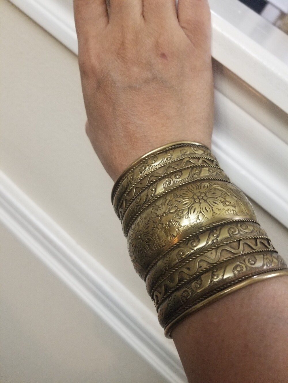 Extra Wide Cuff Bracelet Golden Bronz Shade